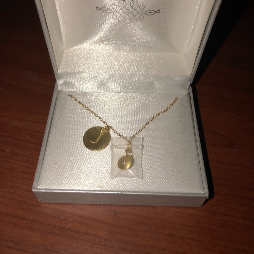 18k gold over stering silver monogram "J" necklace